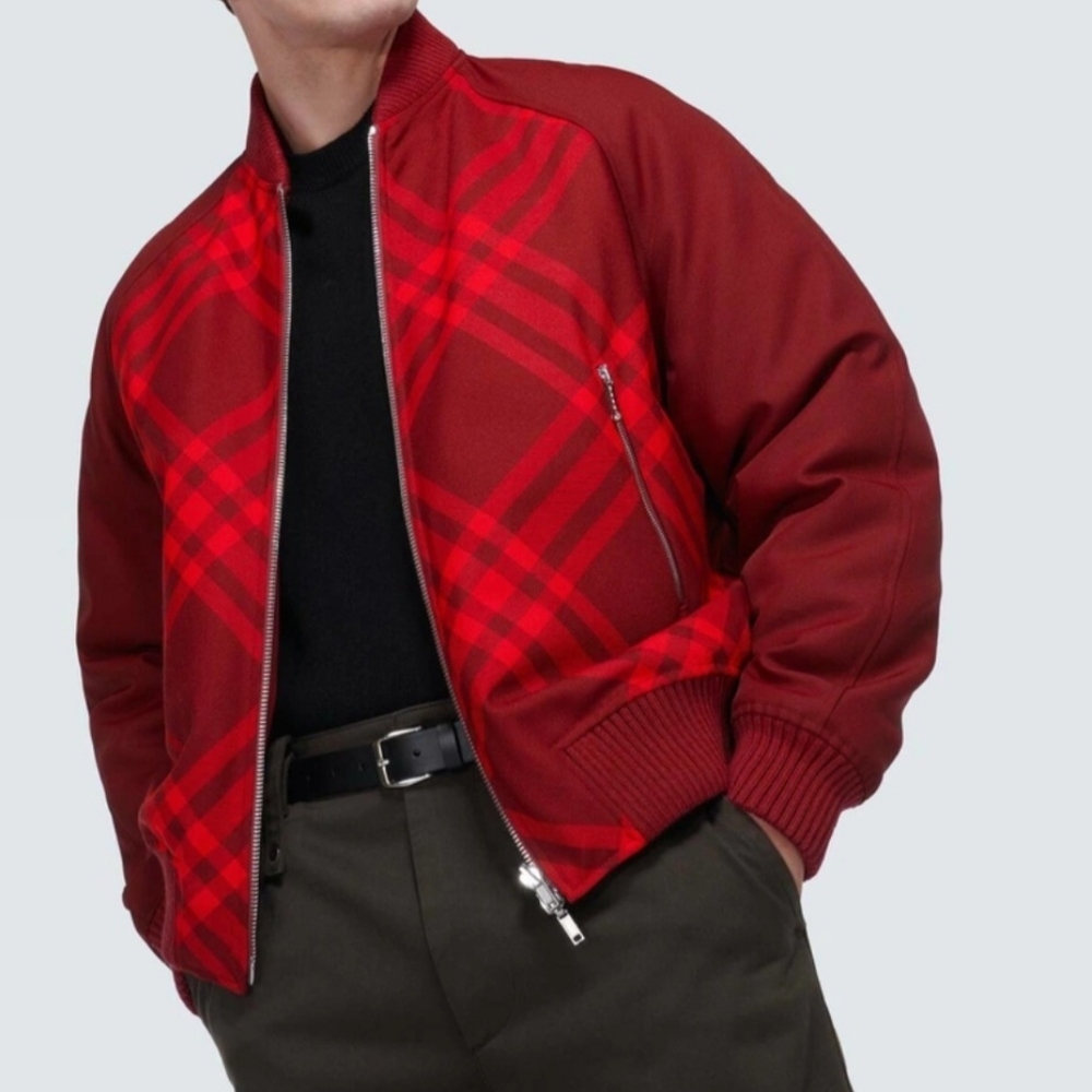 NWT Burberry Reversible Red Check-print Bomber Size XL US